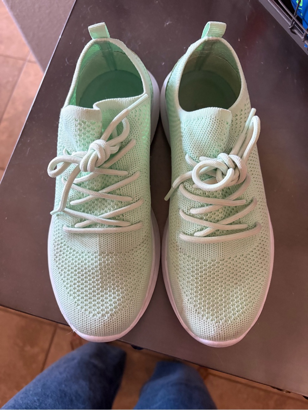 Lightweight Knit Athletic Sneakers for Women - Mint Green